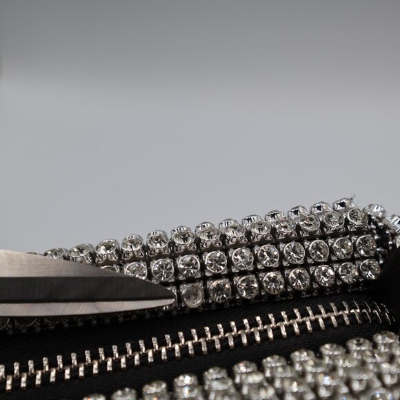 Rhinestone Evening Purse Silver & Black- Gorgeous! - Picture 7 of 10